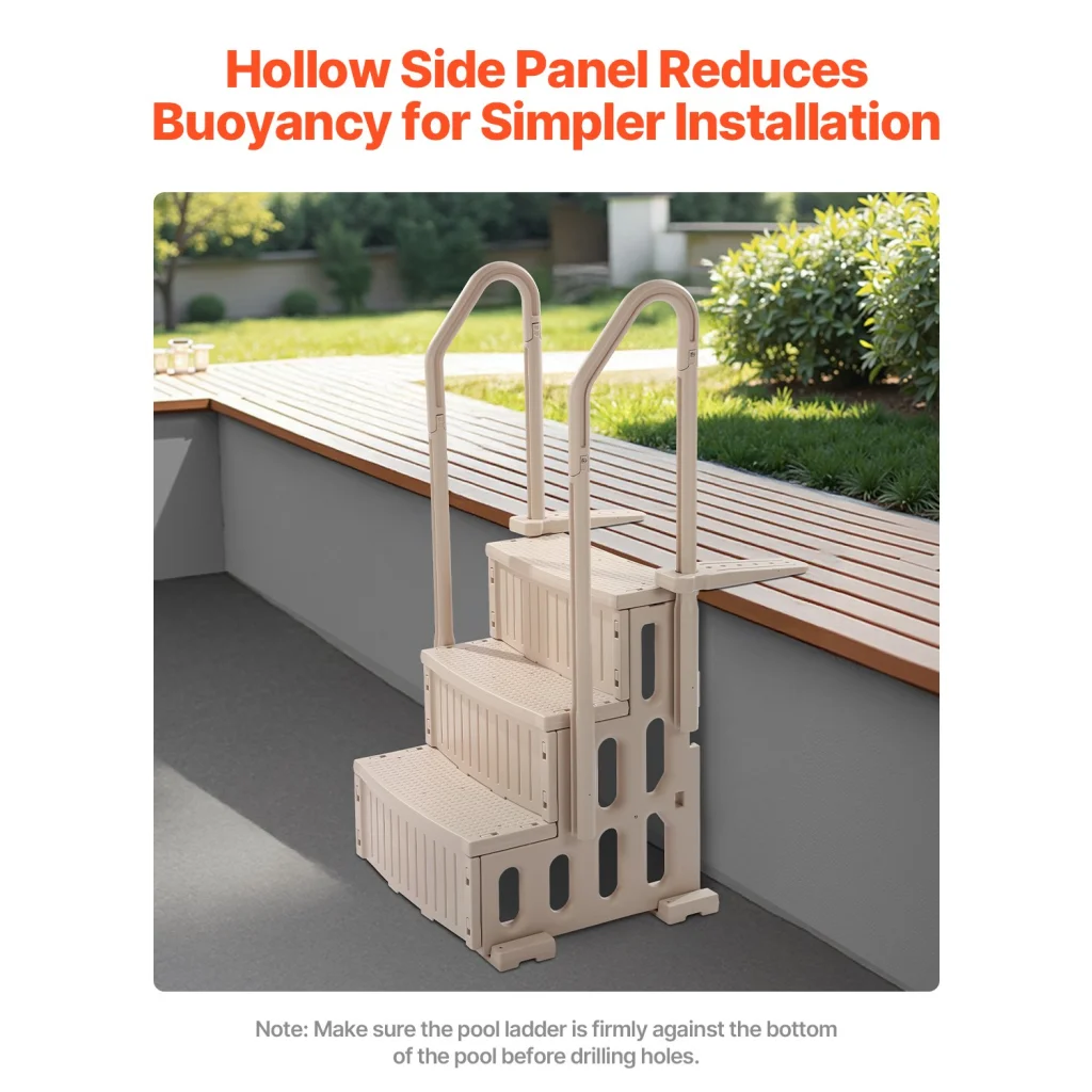 VEVOR 3-Step Taupe Robust Pool Ladder of 2 Handrails