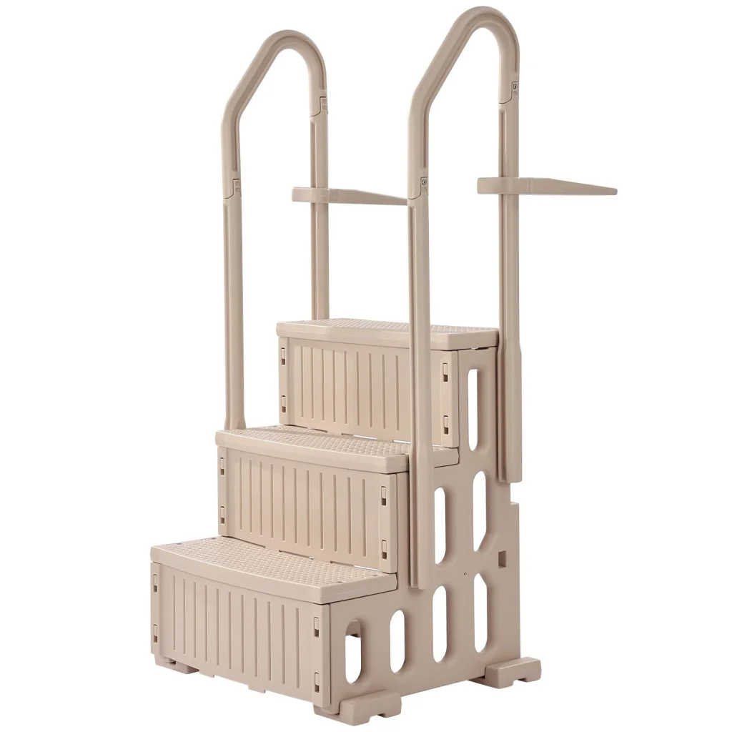 VEVOR 3-Step Taupe Robust Pool Ladder of 2 Handrails