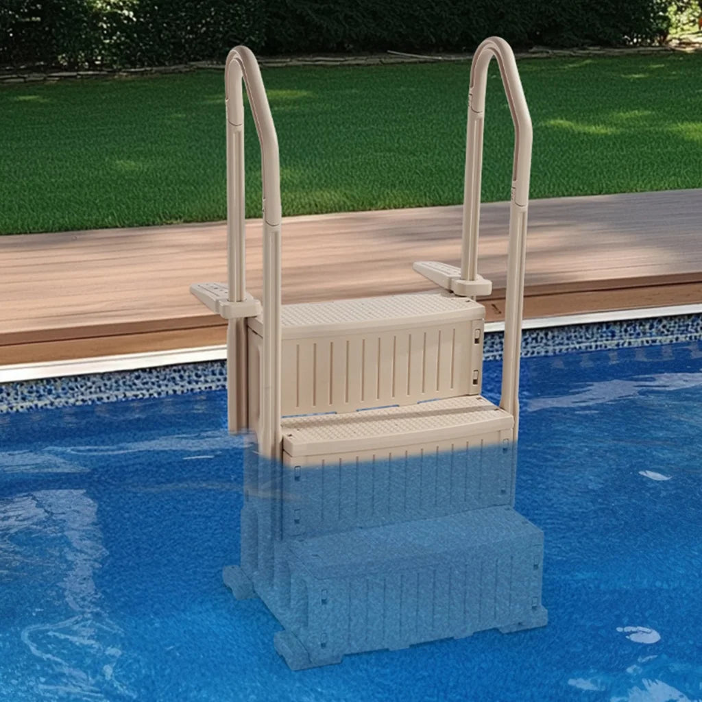 VEVOR 3-Step Taupe Robust Pool Ladder of 2 Handrails