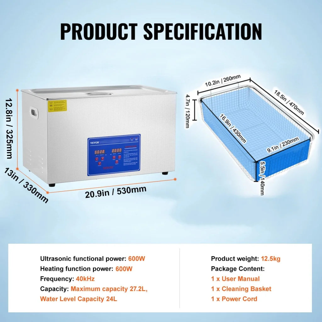 Vevor 30L Digital Ultrasonic Cleaners Cleaning Equipment