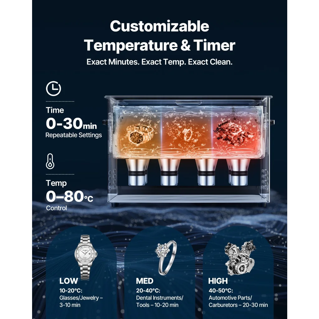 Steel 30l vevor ultrasonic cleaner with display setup and product form