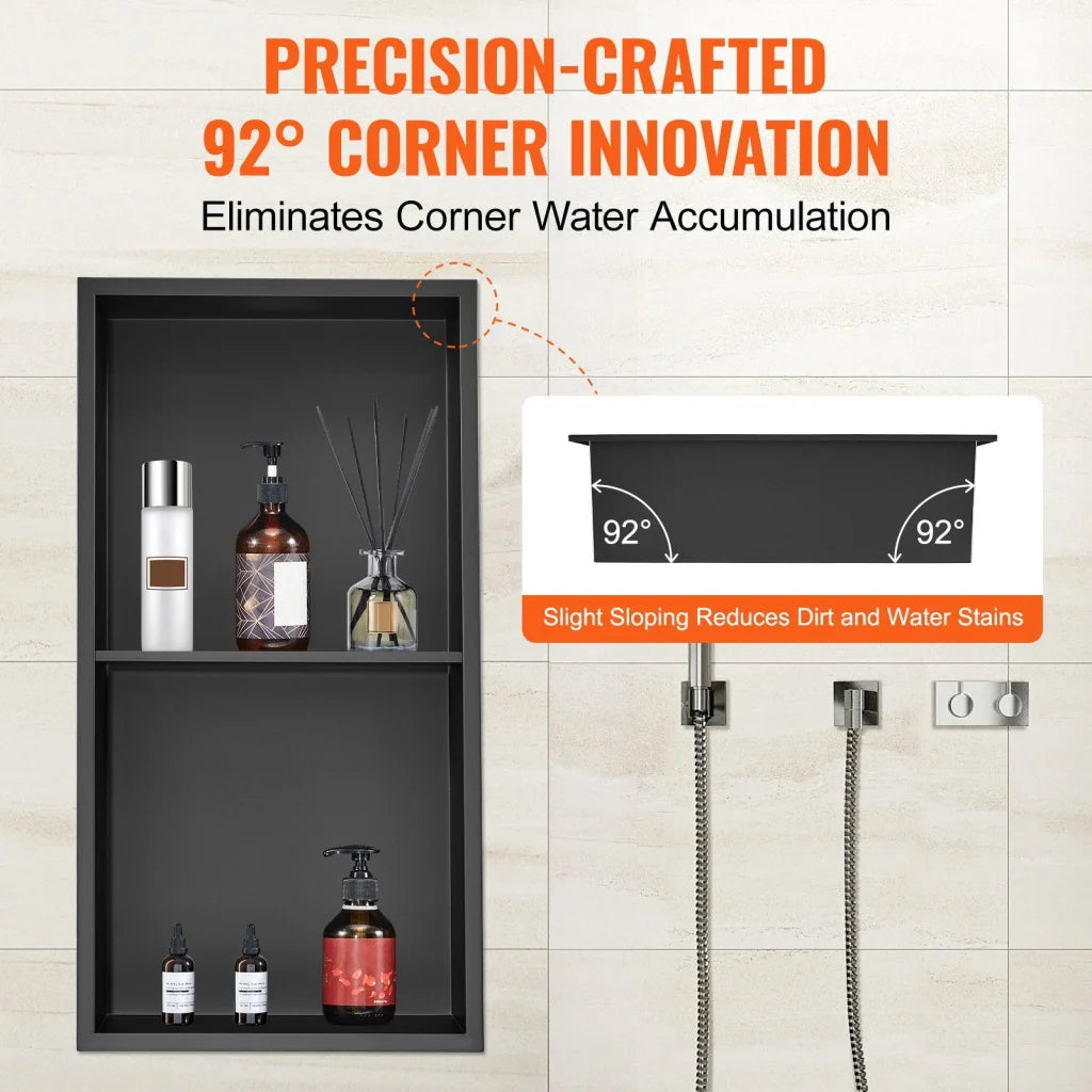 VEVOR 33.02 x 63.5 cm No Tile Shower Niche 304 Stainless