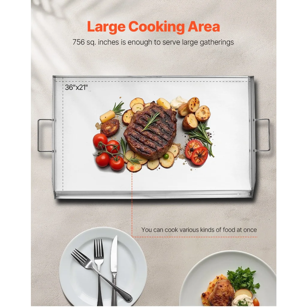 VEVOR 36x22 in Flat Top Griddle Stainless Steel Universal
