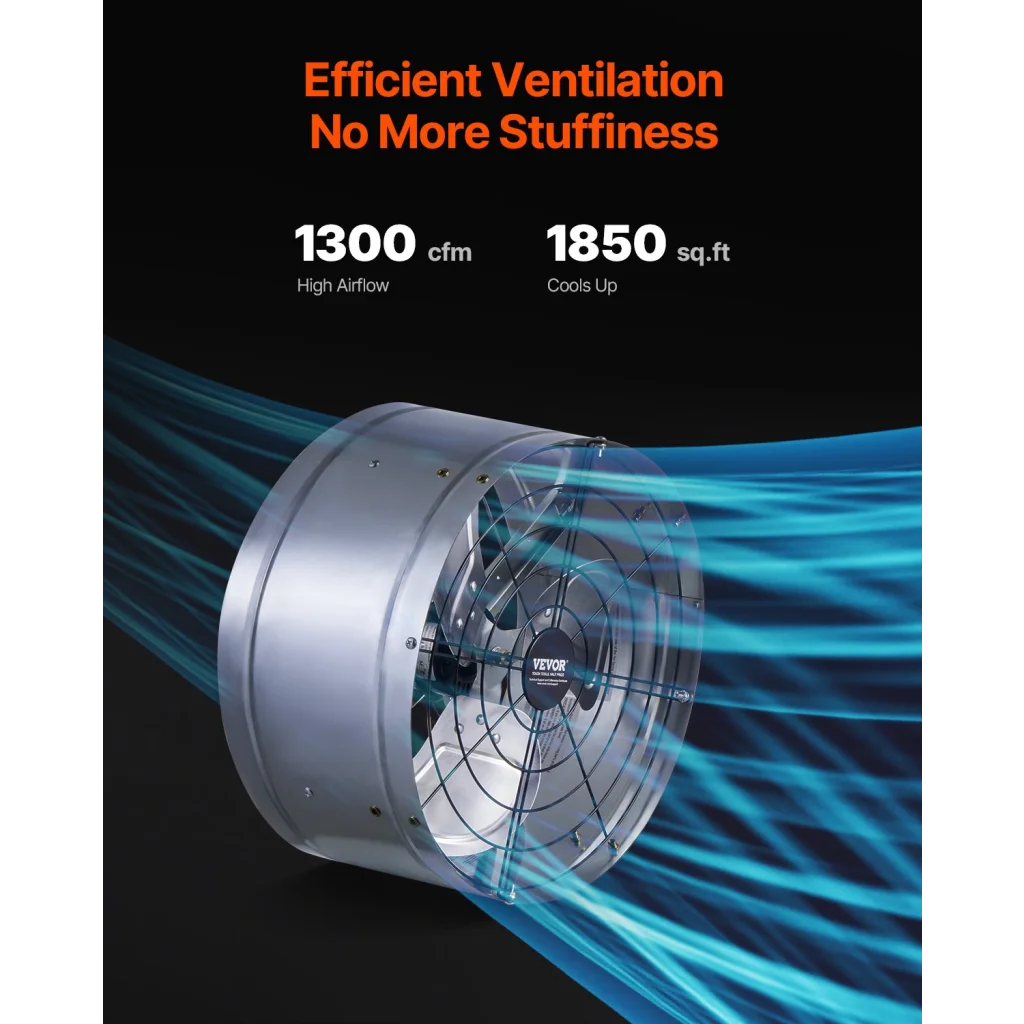 VEVOR 380 mm Gable Mount Fan 1300 CFM Attic Vent Fan