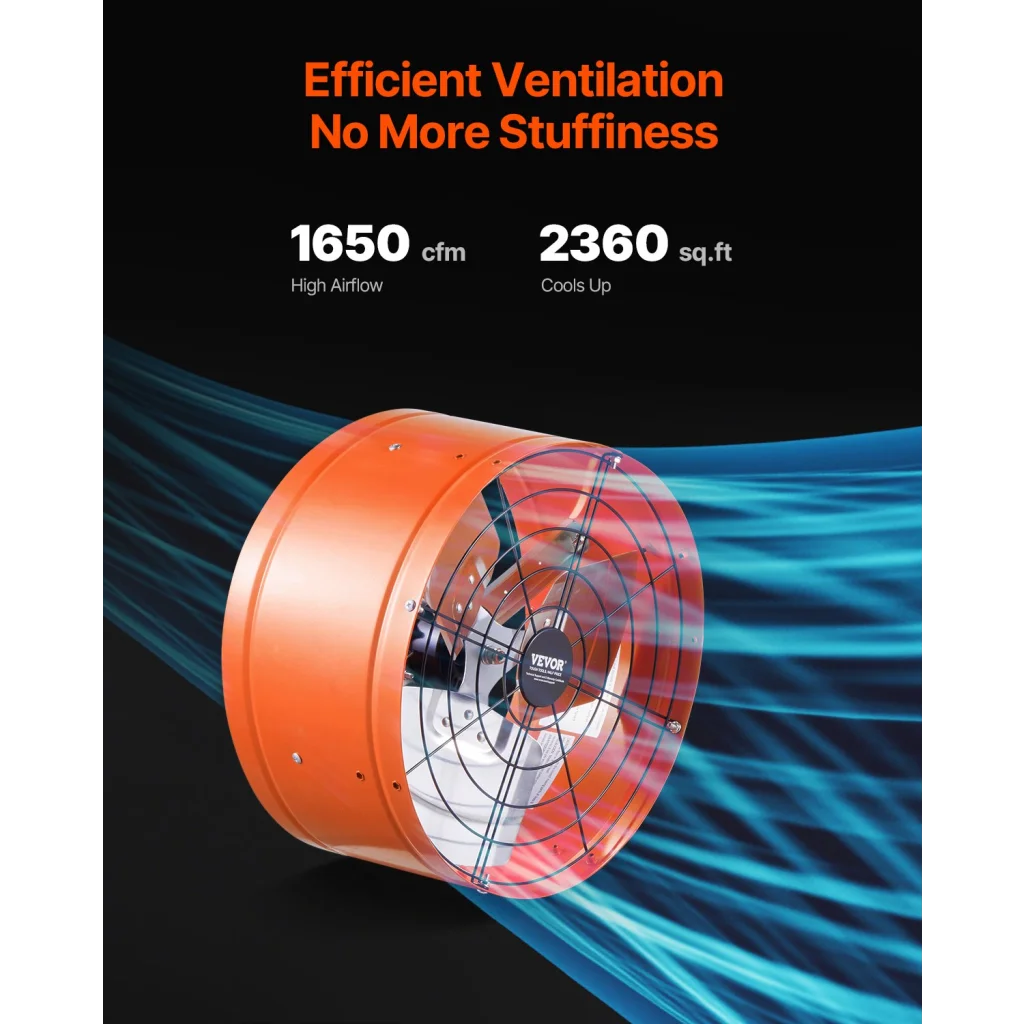 VEVOR 380 mm Gable Mount Fan 1650 CFM Attic Vent Fan