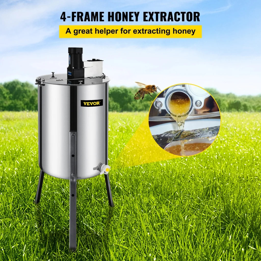 Vever Extractor VEVOR 4 Frame Electric Honey Extractor Beekeeping 120 W Motor 2 Clear ...