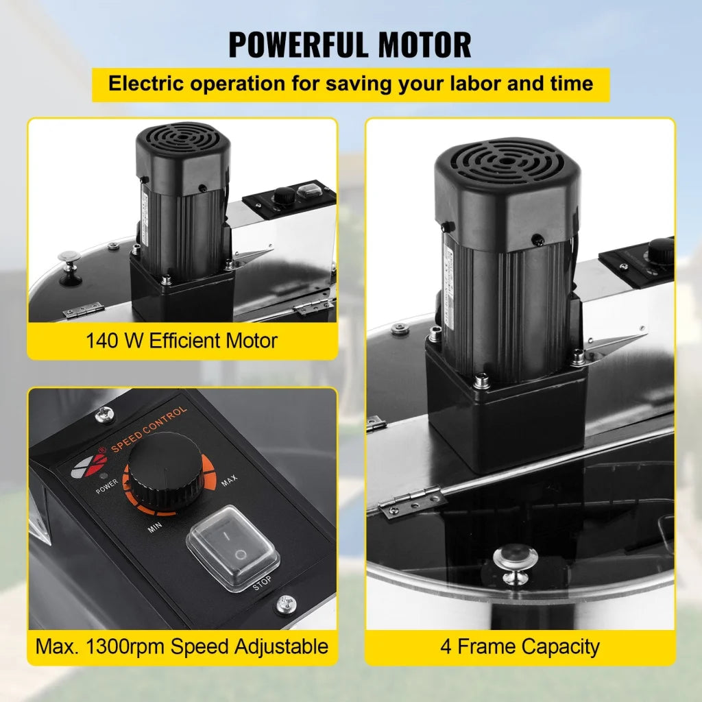 VEVOR 4 Frame Electric Honey Extractor Beekeeping 120 W