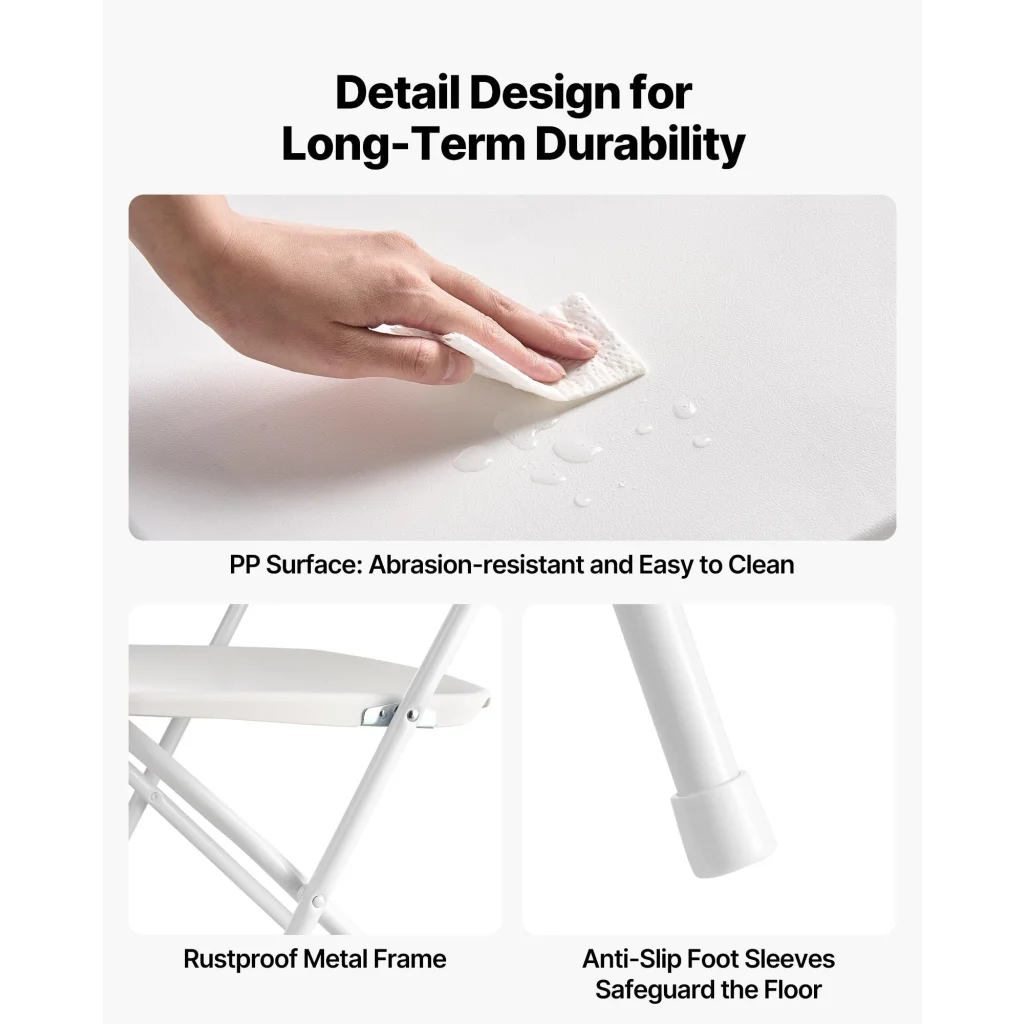 VEVOR 4 Pack Folding Chairs Foldable Plastic Chairs