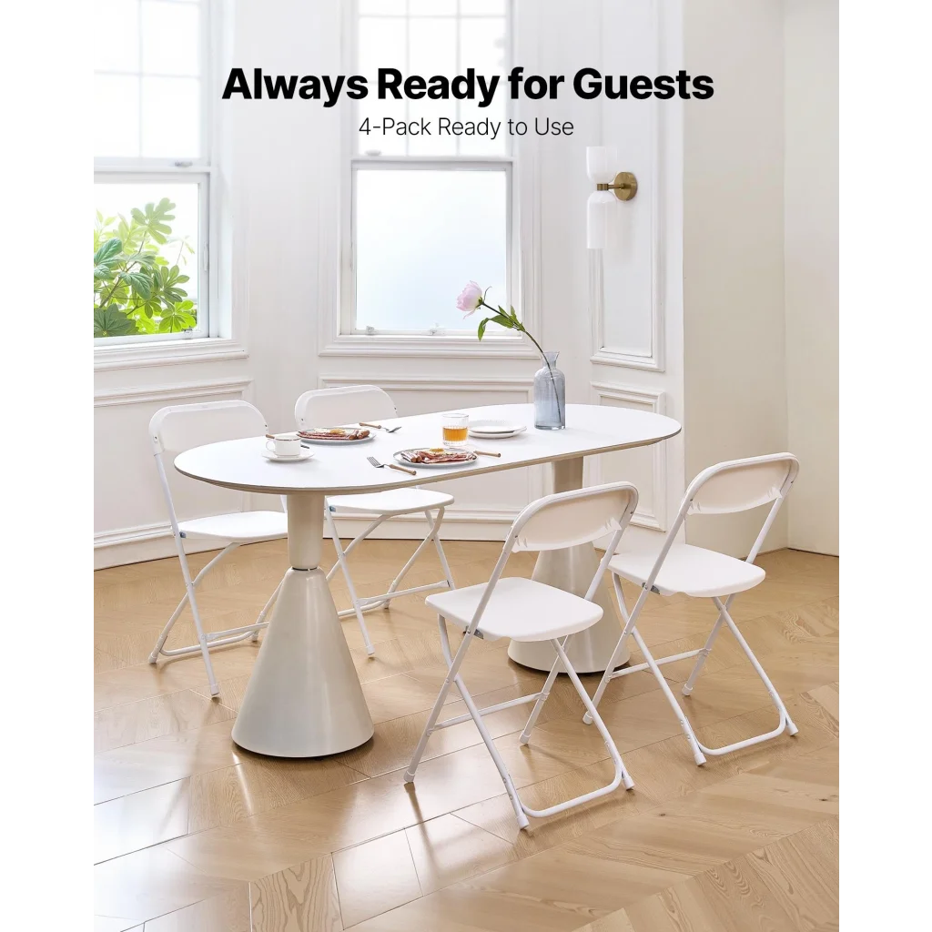 VEVOR 4 Pack Folding Chairs Foldable Plastic Chairs