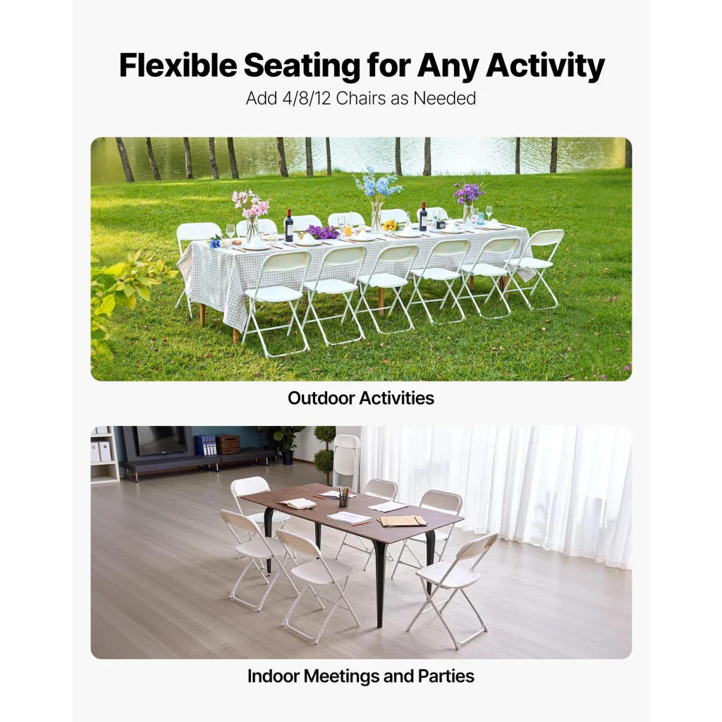 VEVOR 4 Pack Folding Chairs Foldable Plastic Chairs