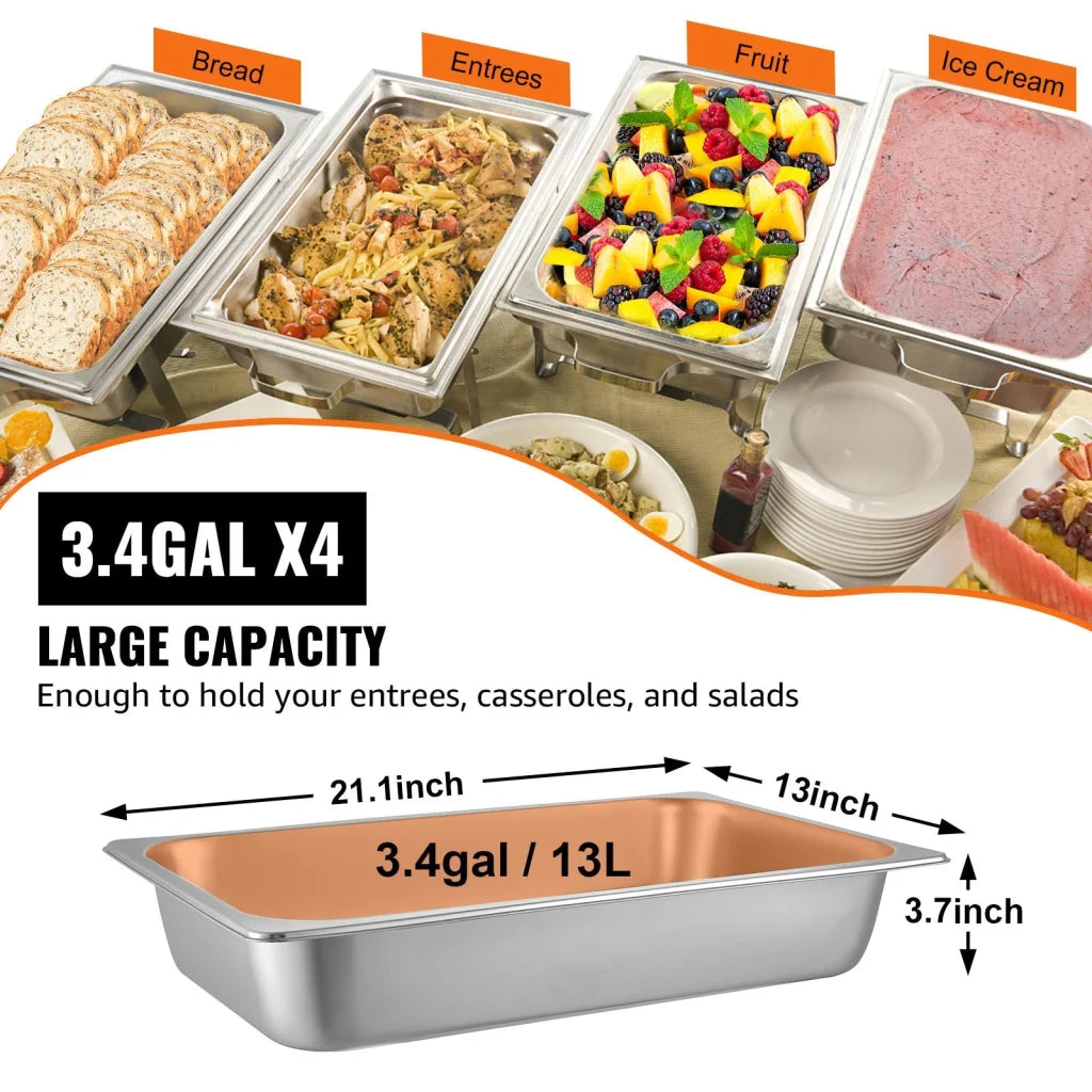 VEVOR 4 Pack Hotel Pan 3.7’’ Deep Steam Table Pan Full Size