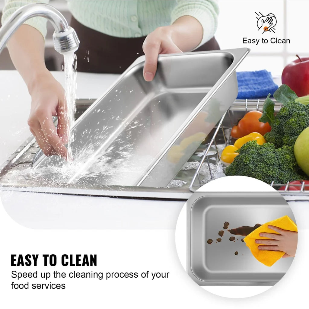 VEVOR 4 Pack Hotel Pan 3.7’’ Deep Steam Table Pan Full Size