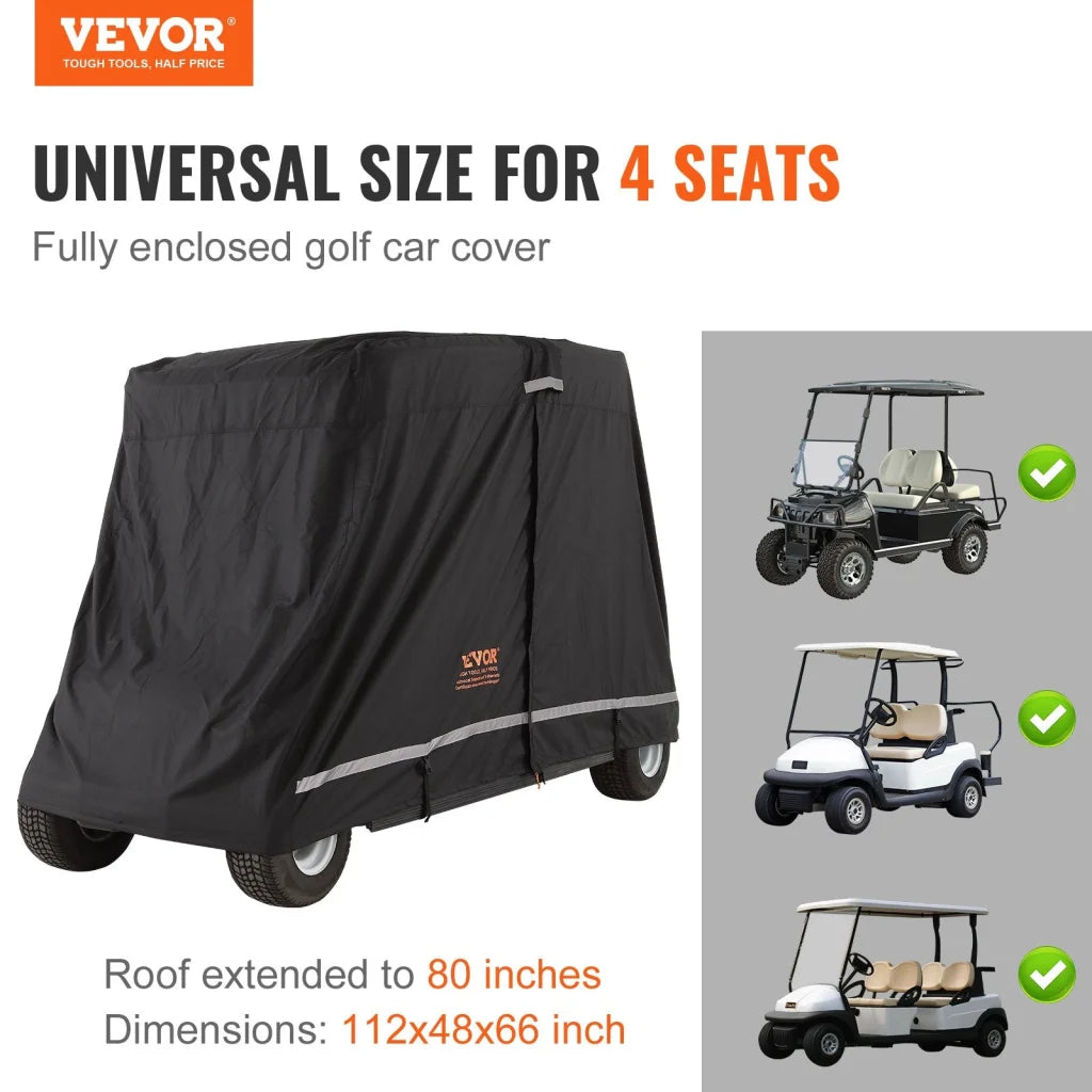 VEVOR 4 Passenger Golf Cart Cover 600D Polyester Full Cover