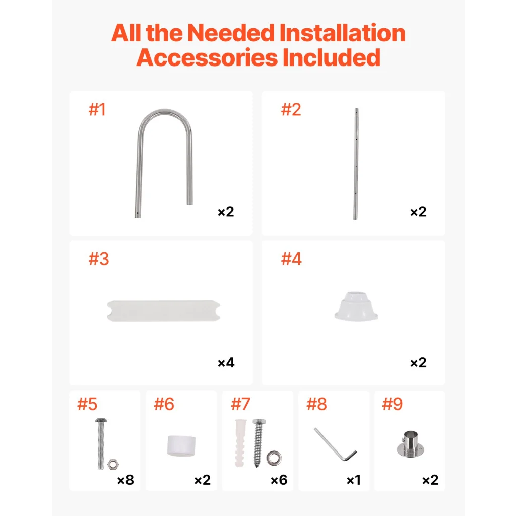 VEVOR 4-Step Stainless Steel Pool Ladder of 2 Handrail