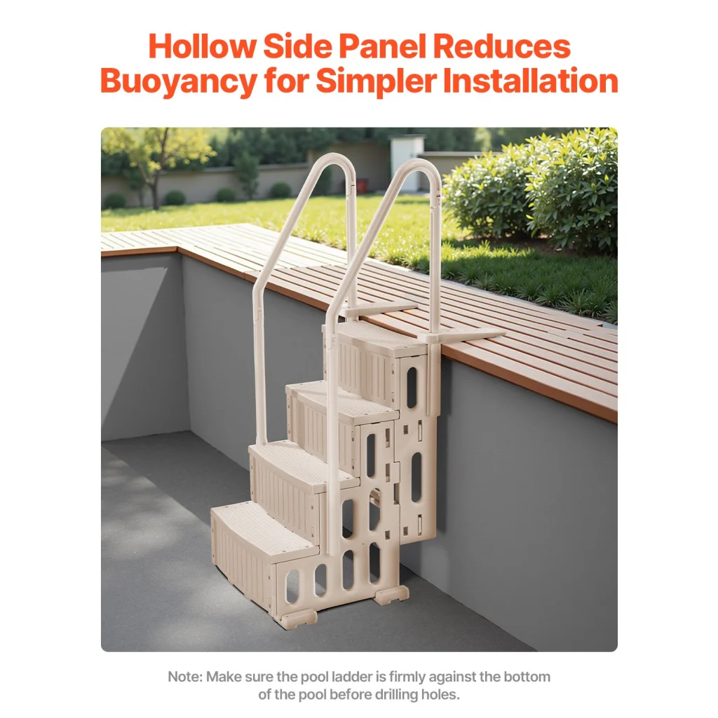 VEVOR 4-Step Taupe Robust Pool Ladder of 2 Handrails