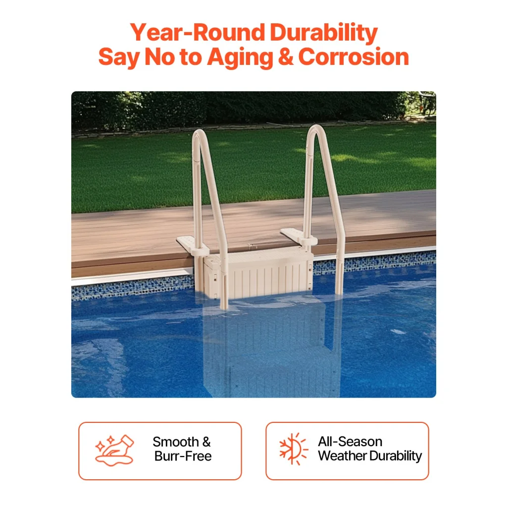 VEVOR 4-Step Taupe Robust Pool Ladder of 2 Handrails