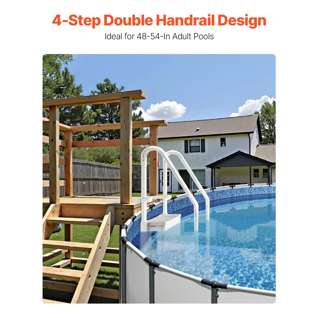 VEVOR 4-Step White Robust Pool Ladder of 2 Handrails