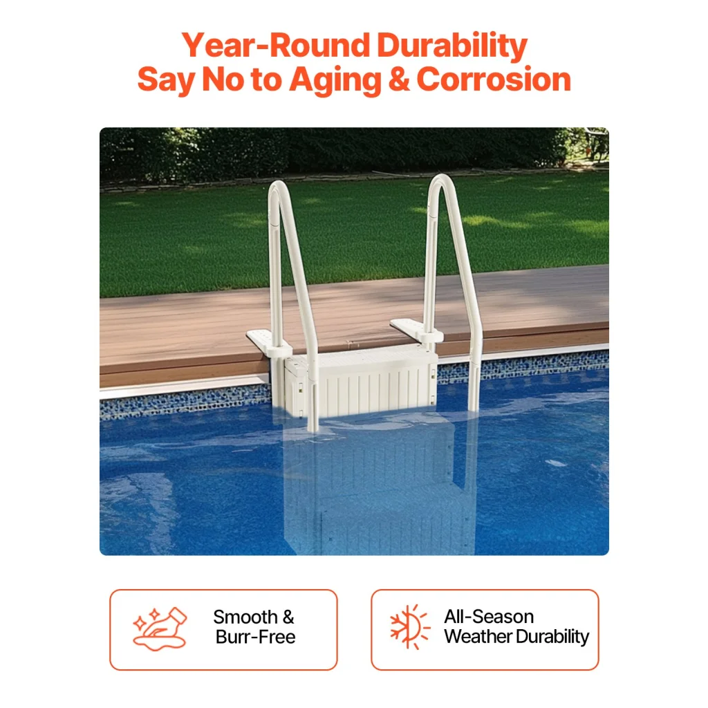 VEVOR 4-Step White Robust Pool Ladder of 2 Handrails