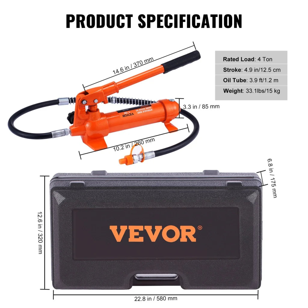 VEVOR 4 Ton Porta Power Kit Portable Hydraulic Jack