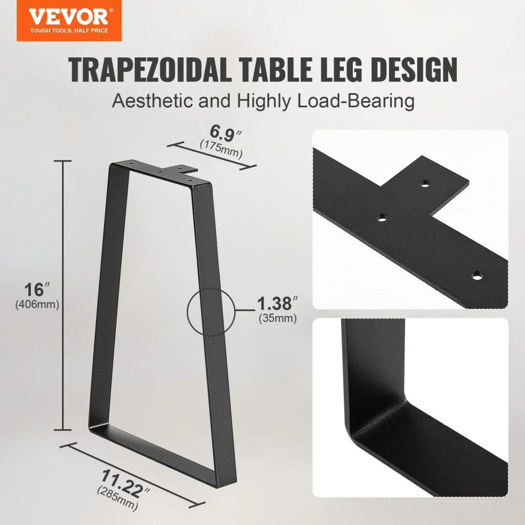 VEVOR 406.4MM Trapezoid Steel Table Legs Replacement
