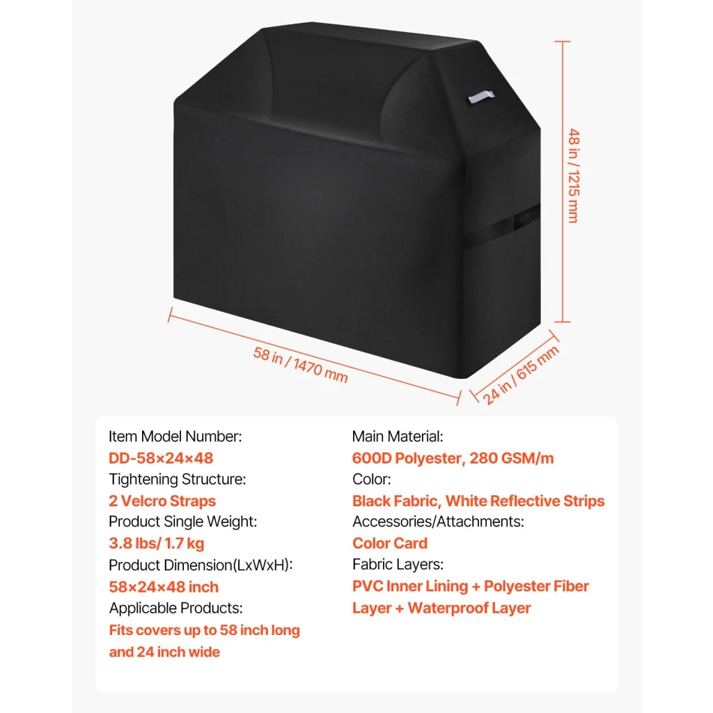 VEVOR 58 inch Grill Cover Heavy Duty BBQ Gas Grill Cover