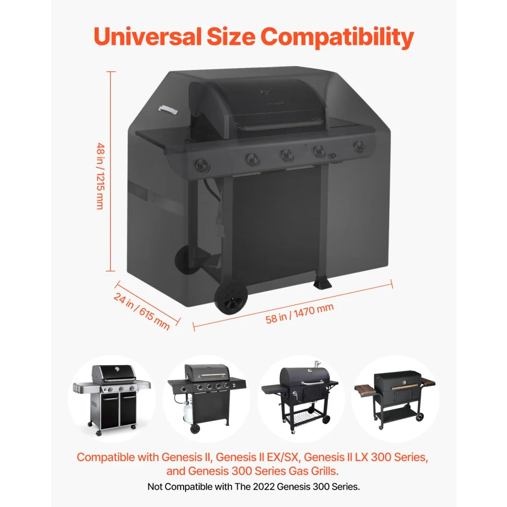 VEVOR 58 inch Grill Cover Heavy Duty BBQ Gas Grill Cover