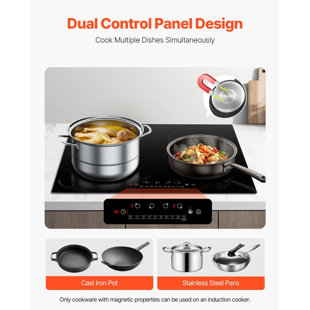 VEVOR 6000W 4 Burner Induction Cooktop Electric Countertop