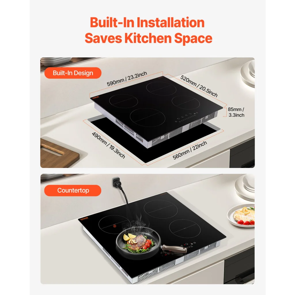 VEVOR 6000W 4 Burner Induction Cooktop Electric Countertop