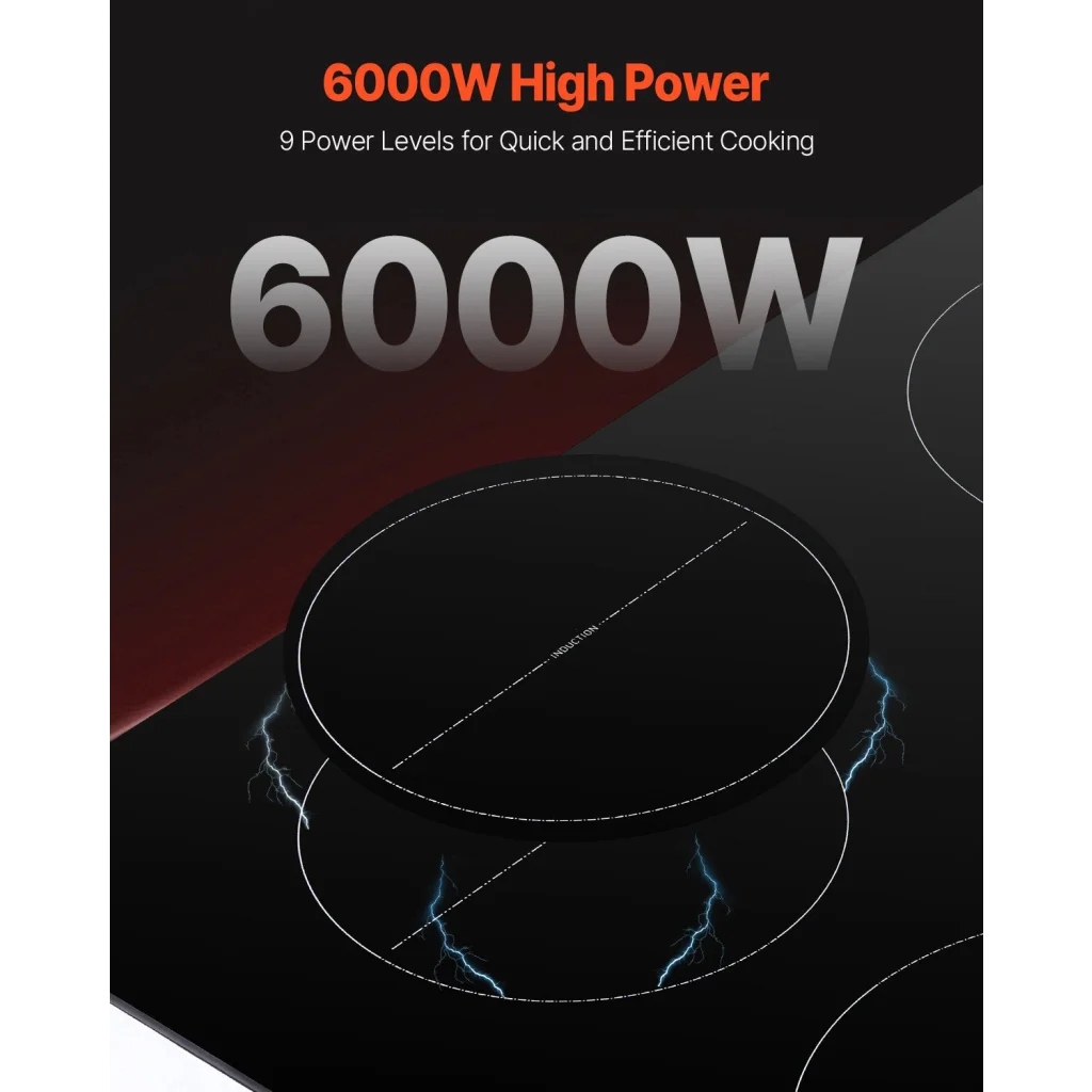 VEVOR 6000W 4 Burner Induction Cooktop Electric Countertop