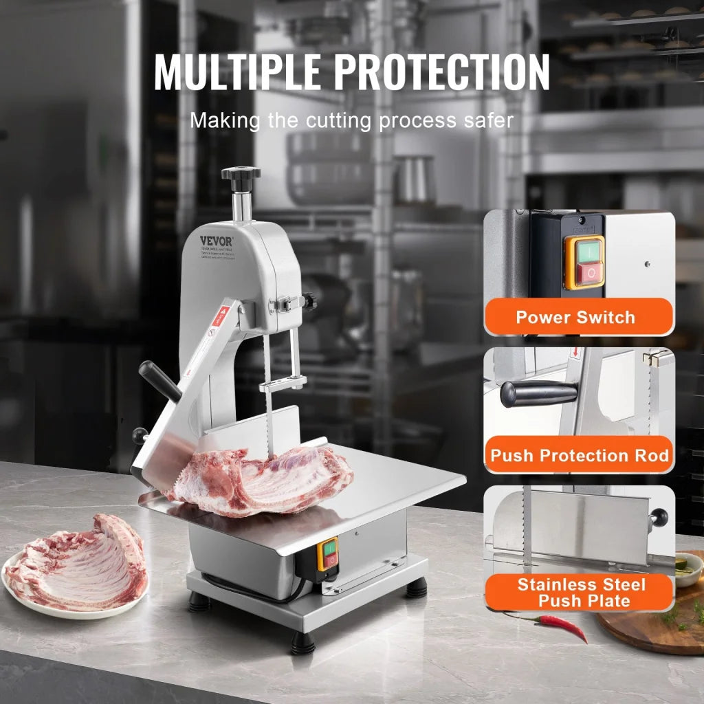 VEVOR 650W Commercial Electric Meat Bandsaw Stainless Steel