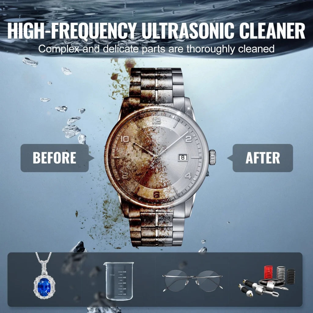 6l digital ultrasonic cleaner with metal tank basin and blue display screen