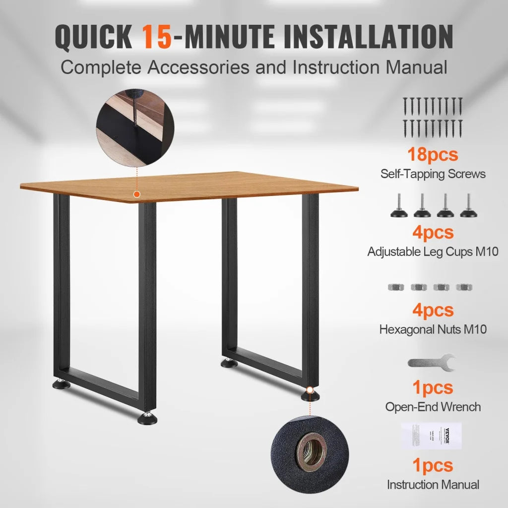 Black steel 2mm home office desk with drawer storage and writing surface
