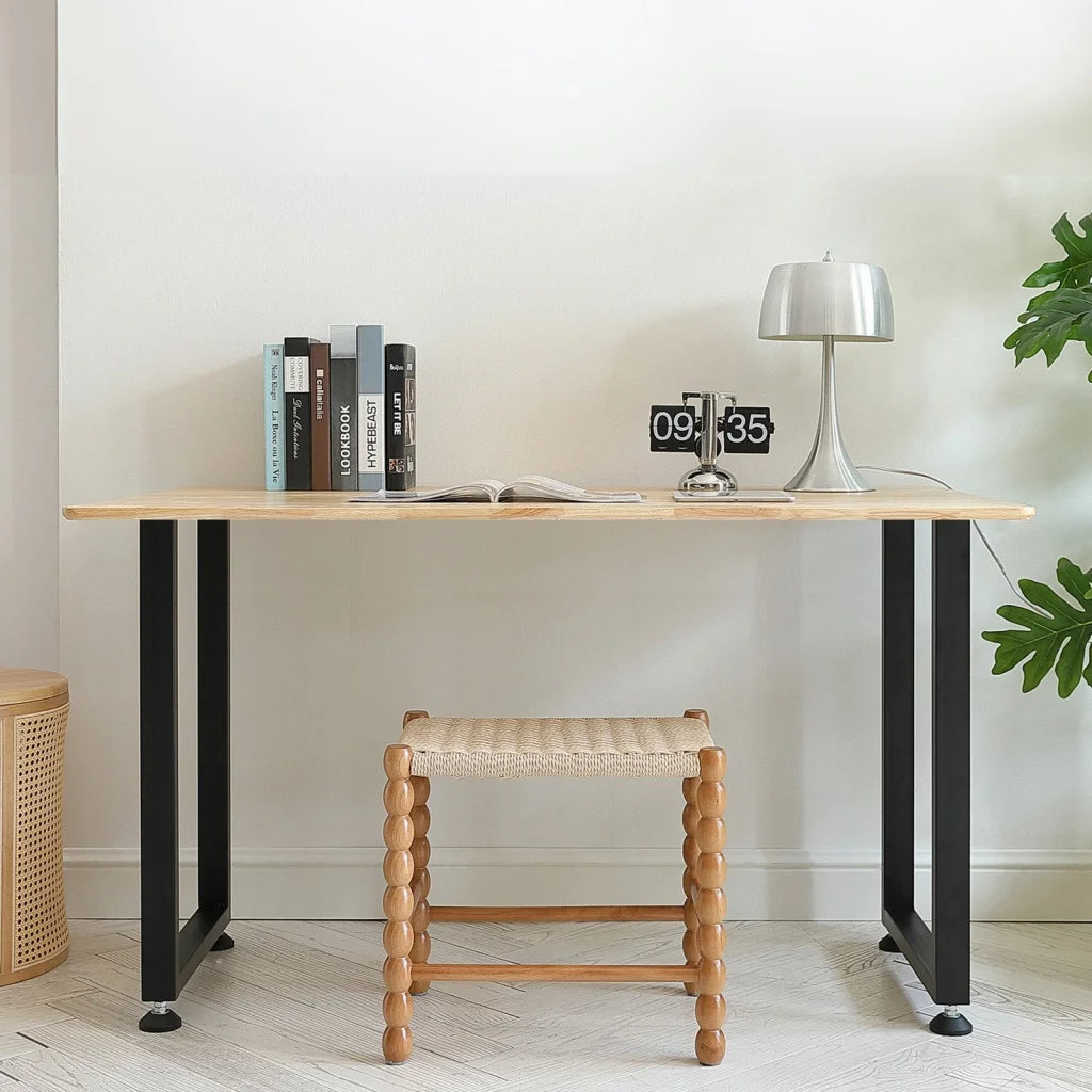 Black steel 2mm home office desk with compact workstation and side shelves