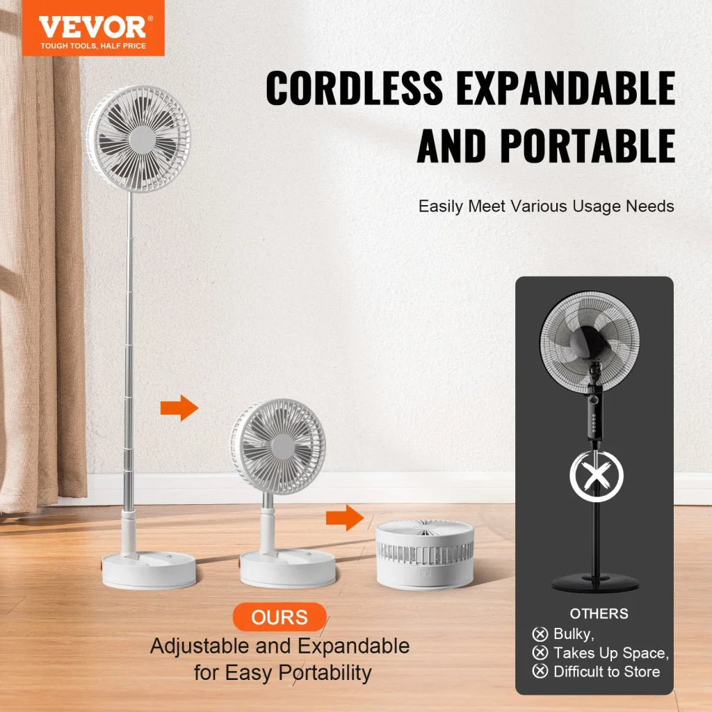 VEVOR 8 Inch Foldable Oscillating Standing Fan with Remote