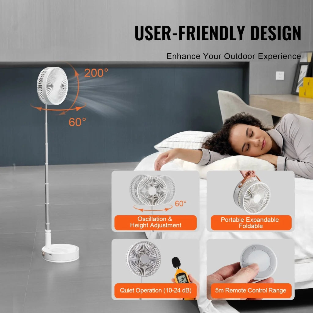 VEVOR 8 Inch Foldable Oscillating Standing Fan with Remote