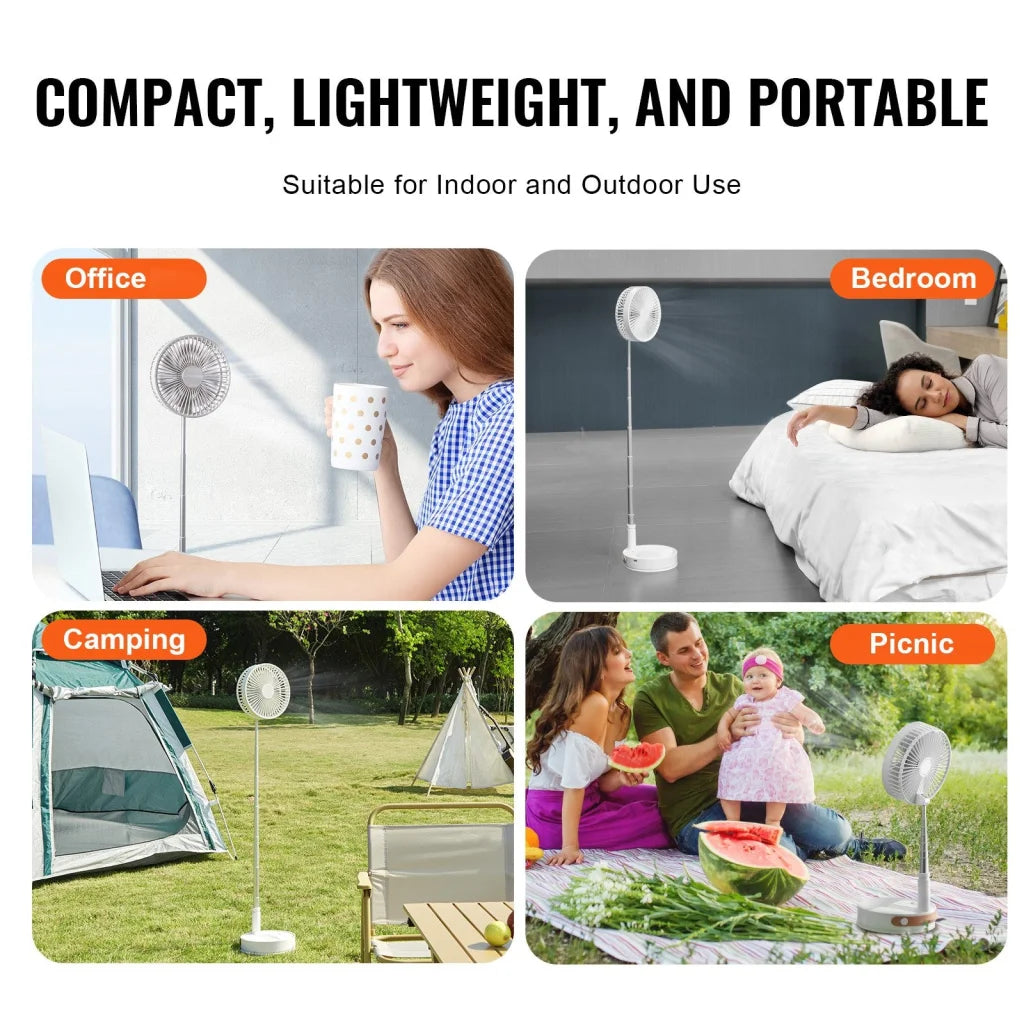VEVOR 8 Inch Foldable Oscillating Standing Fan with Remote