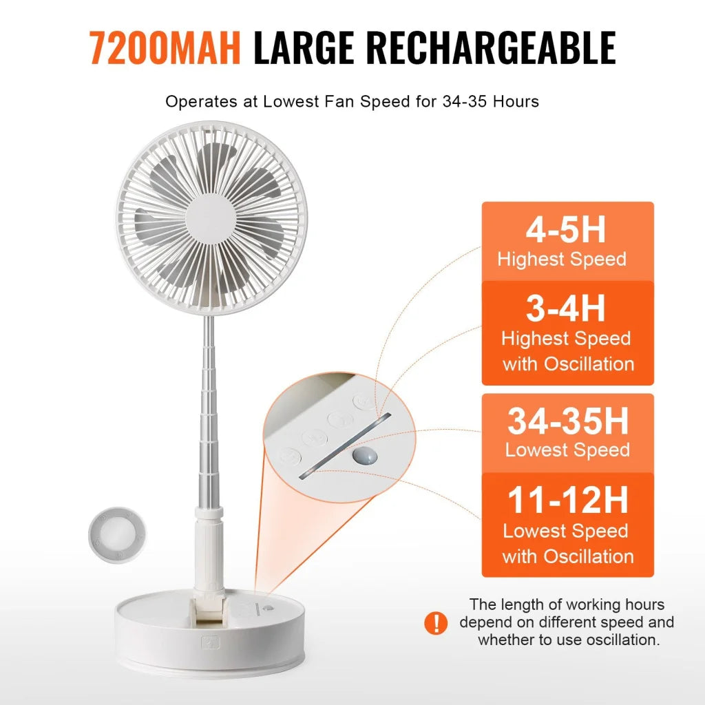 VEVOR 8 Inch Foldable Oscillating Standing Fan with Remote