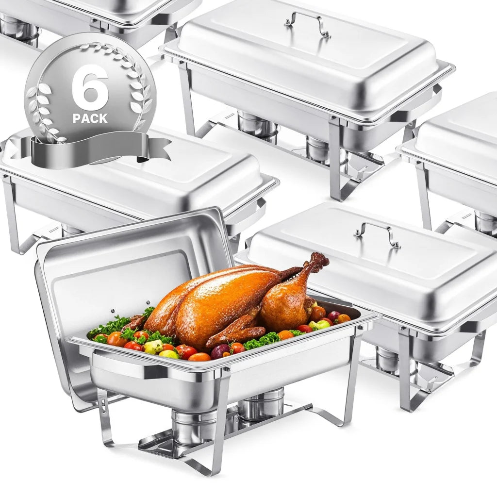 8 Qt 6 Pack Rectangle Chafing Dish Buffet