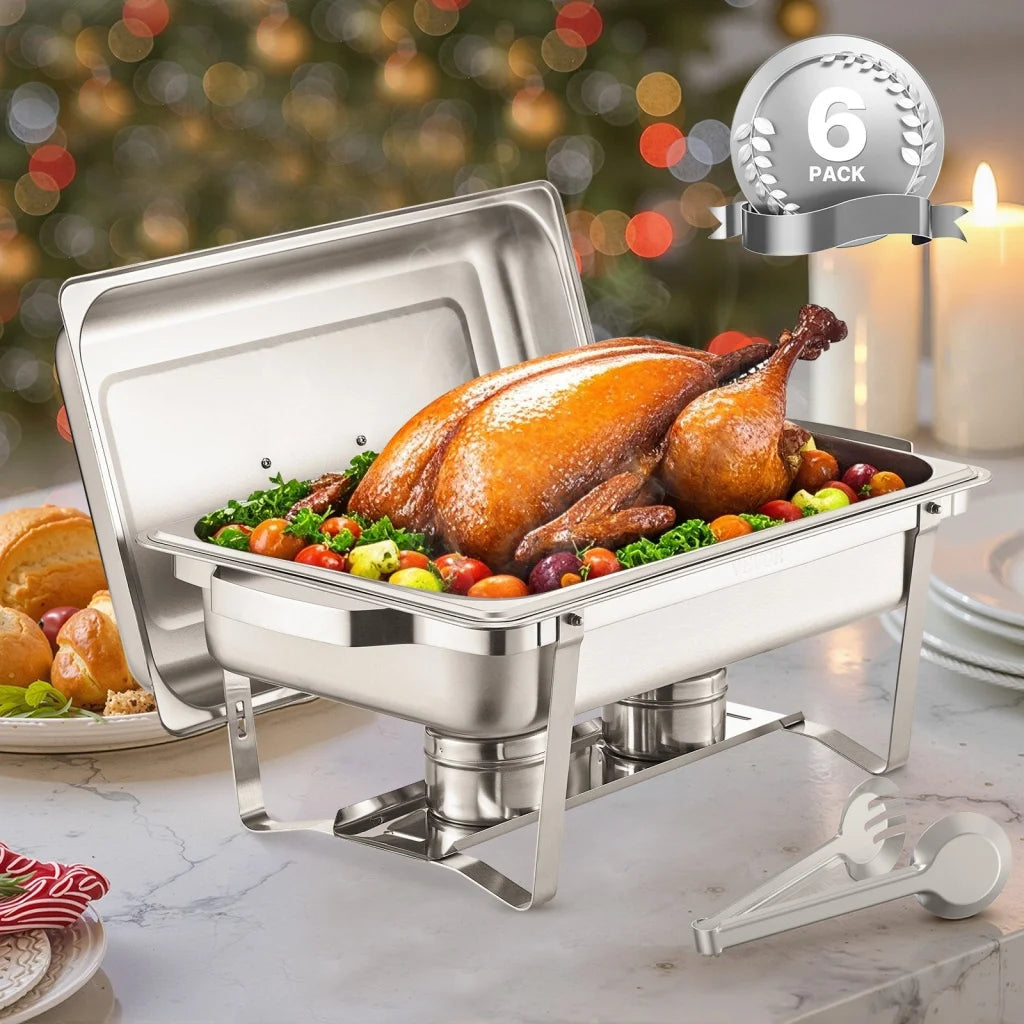 VEVOR 8 Qt 6 Pack Rectangle Chafing Dish Buffet Set