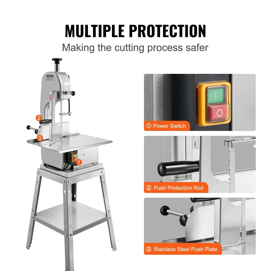 VEVOR 850W Commercial Electric Meat Bandsaw Stainless Steel