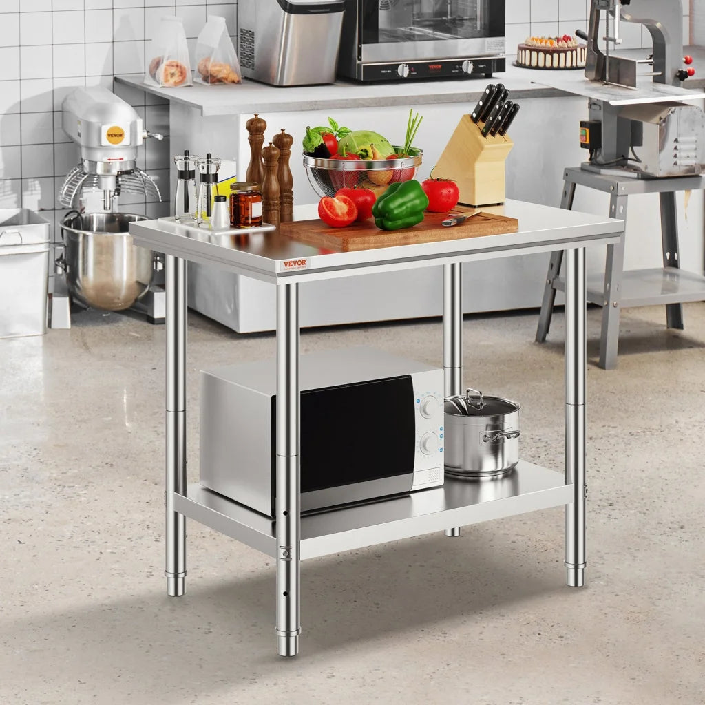 VEVOR 910x610mm Stainless Steel Kitchen Bench Commercial