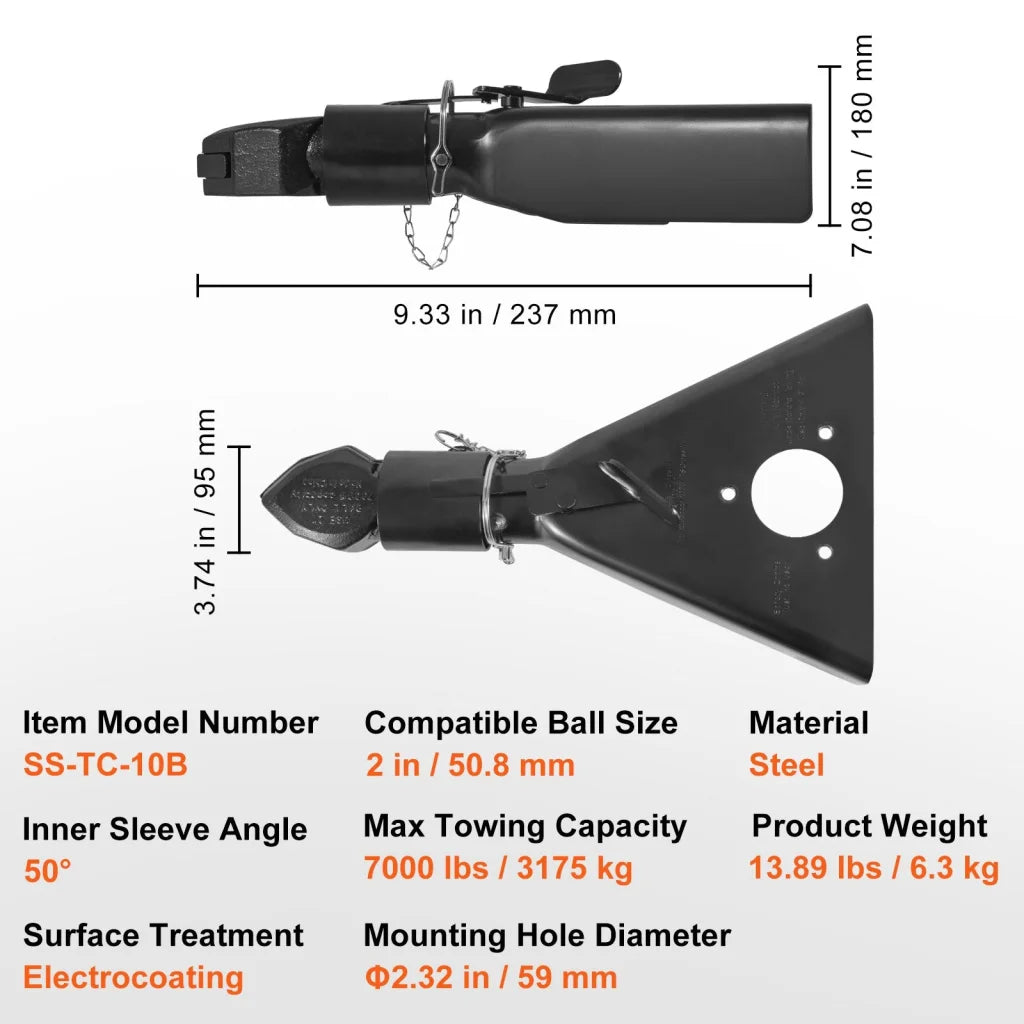 VEVOR A-Frame Trailer Coupler Fits 2-Inch Hitch Ball Size