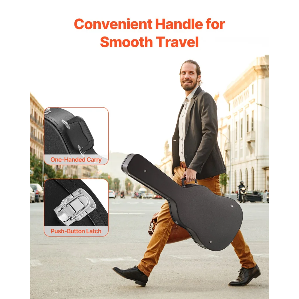 VEVOR Acoustic Guitar Hard Case 1100 mm With Lock Key And