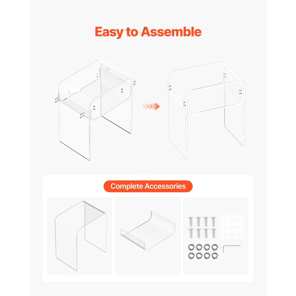 VEVOR Acrylic Side Table 2 Tiers Clear Bedside Table