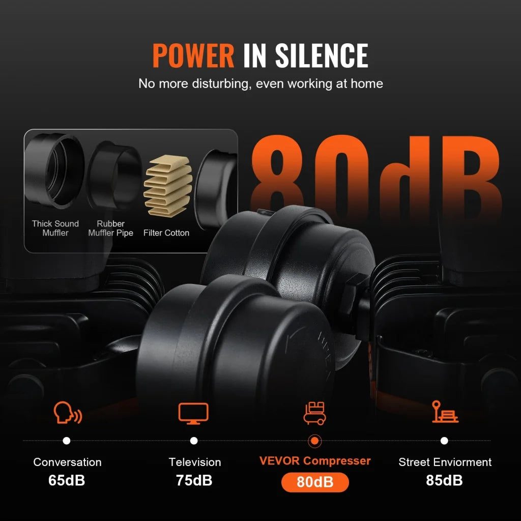 VEVOR Air Compressor Compact Portable Oil Free Compressor