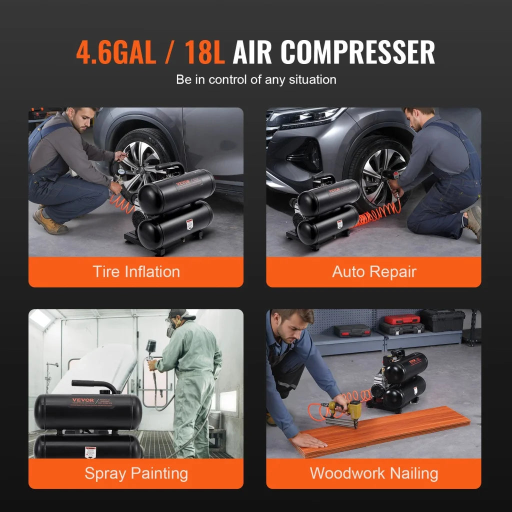 VEVOR Air Compressor Compact Portable Oil Free Compressor