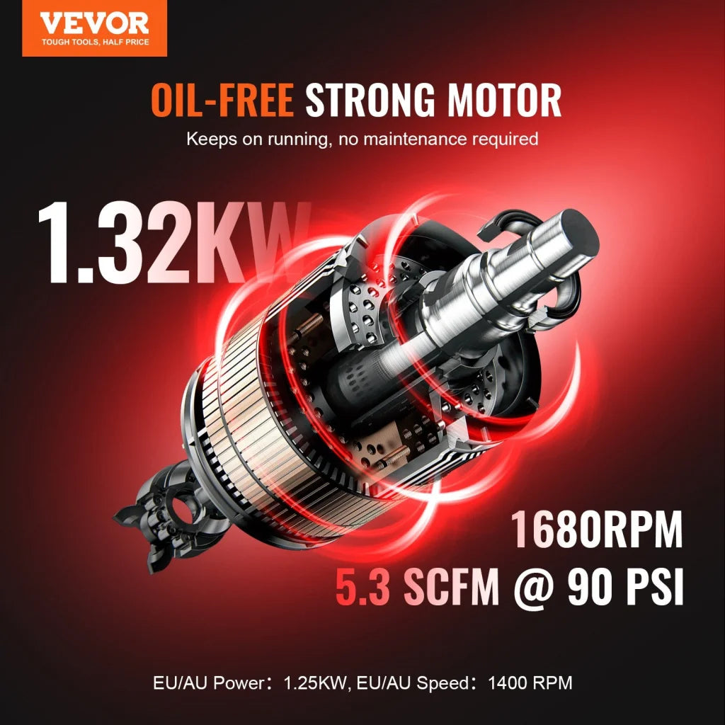 VEVOR Air Compressor Compact Portable Oil Free Compressor