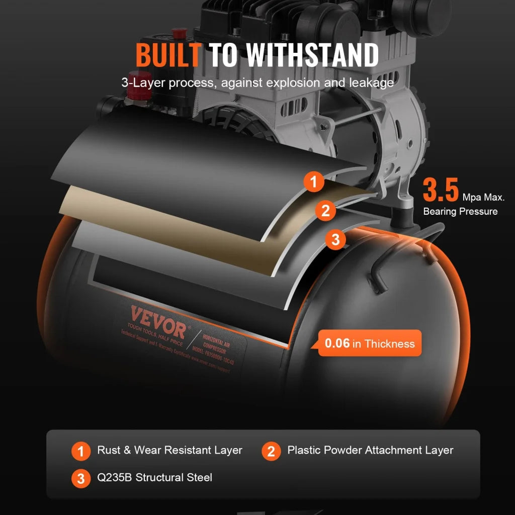 VEVOR Air Compressor Compact Portable Oil Free Compressor