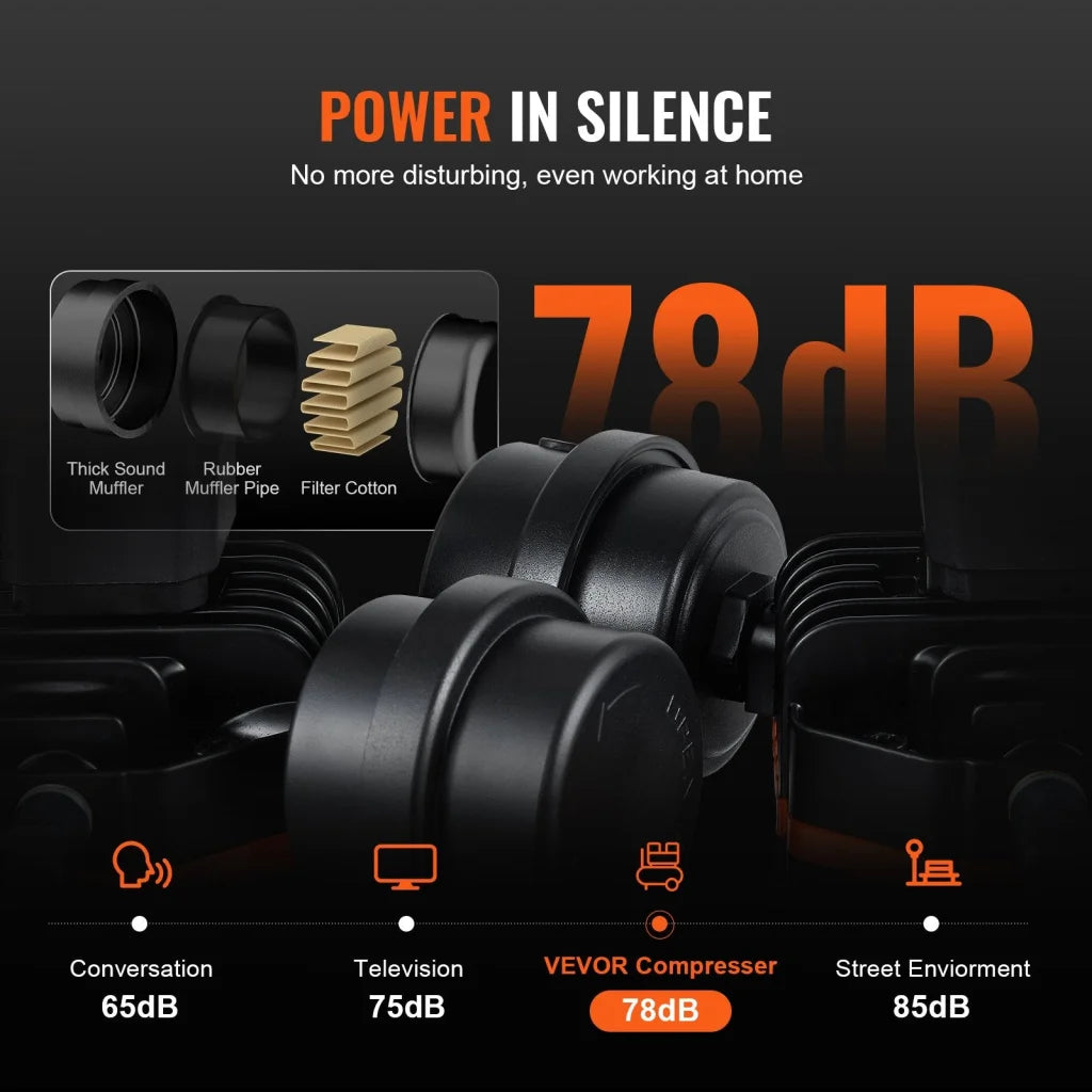 VEVOR Air Compressor Compact Portable Oil Free Compressor