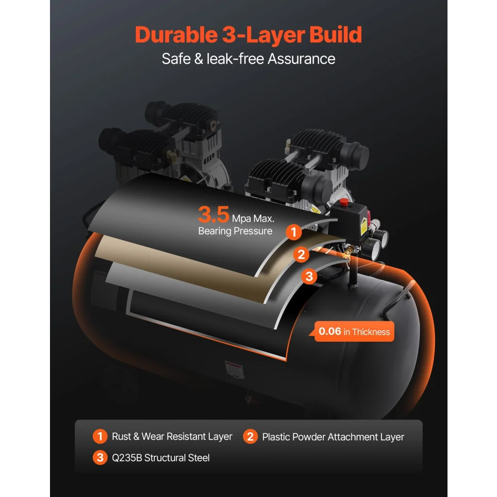 VEVOR Air Compressor Compact Portable Oil Free Compressor